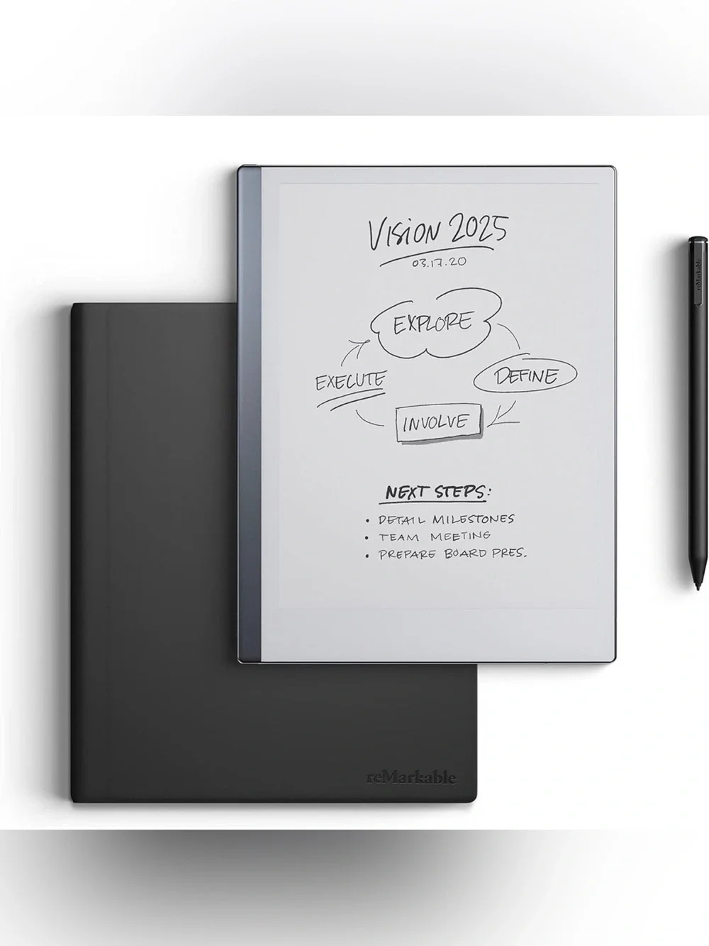 reMarkable 2 White E-Ink Tablet with Black Marker and Black Folio